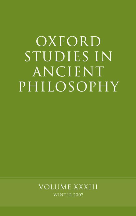 Oxford Studies in Ancient Philosophy - Volume 33