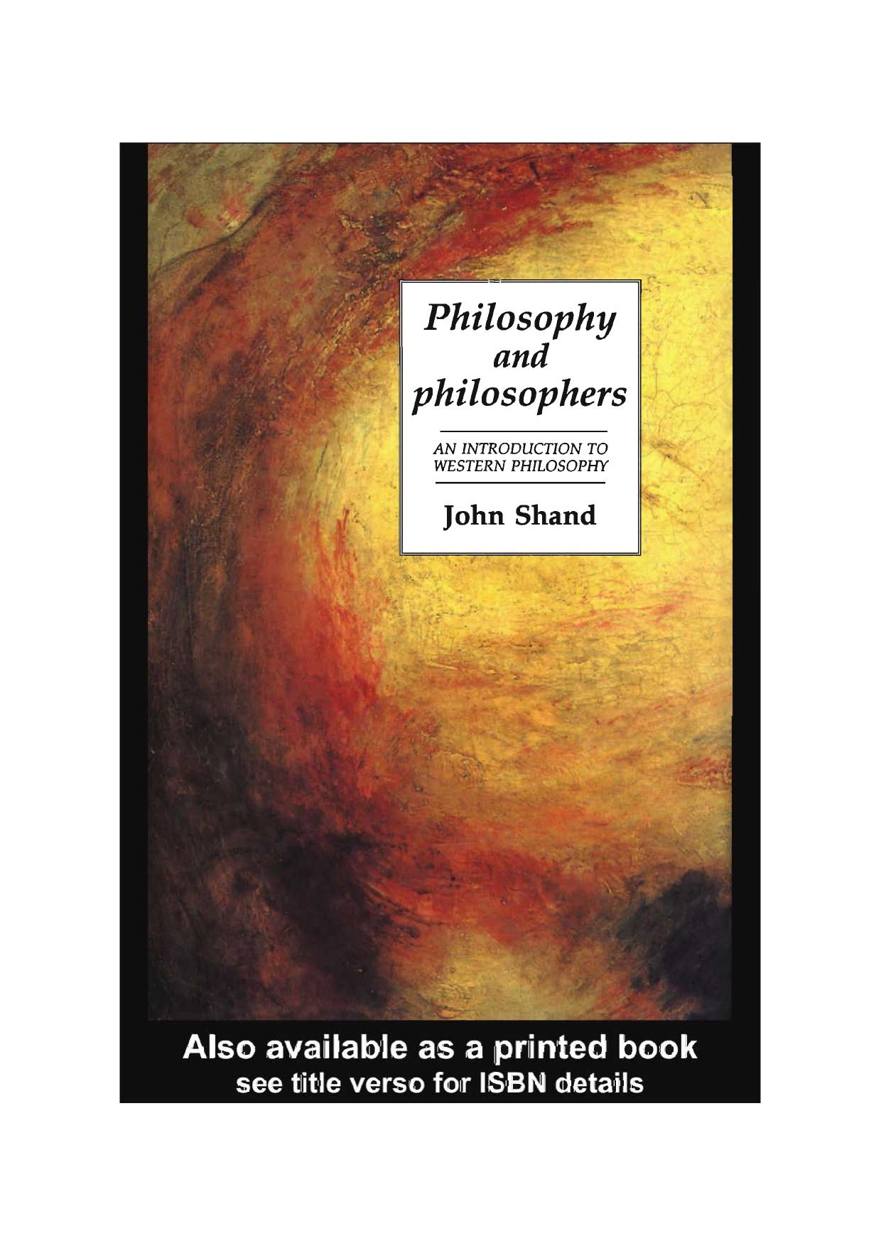 Philosophy and Philosophers: An Introduction to Western Philosophy