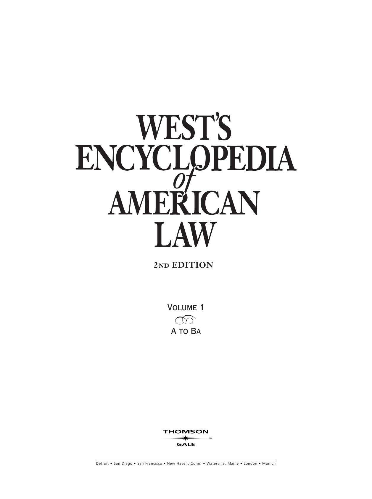 West’s Encyclopedia of American Law (13 Volume Set)