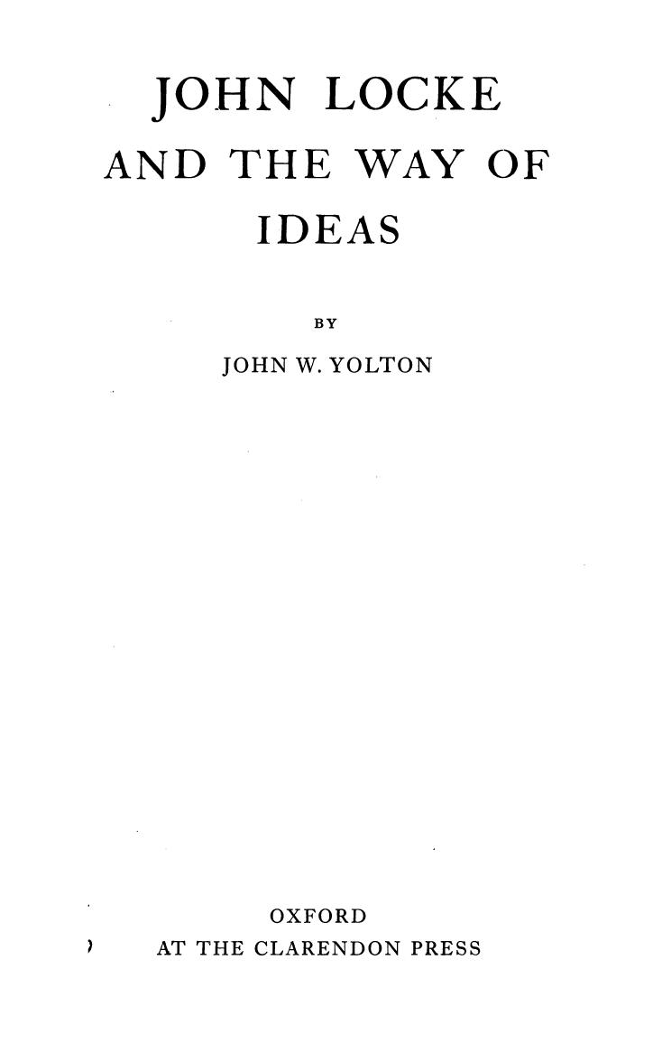 John Locke and the Way of Ideas