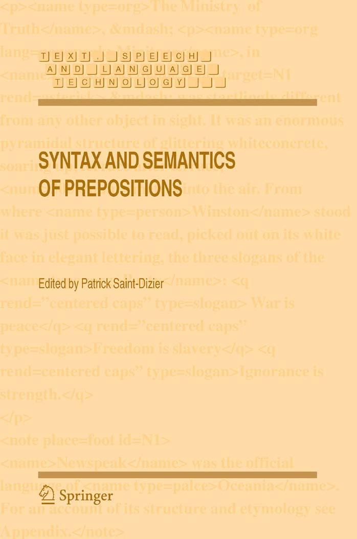 Syntax and Semantics of Prepositions