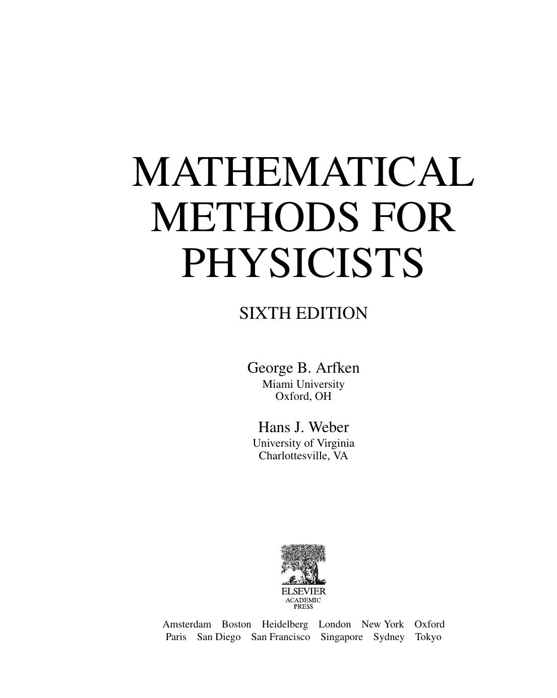 Mathematical Methods for Physicists