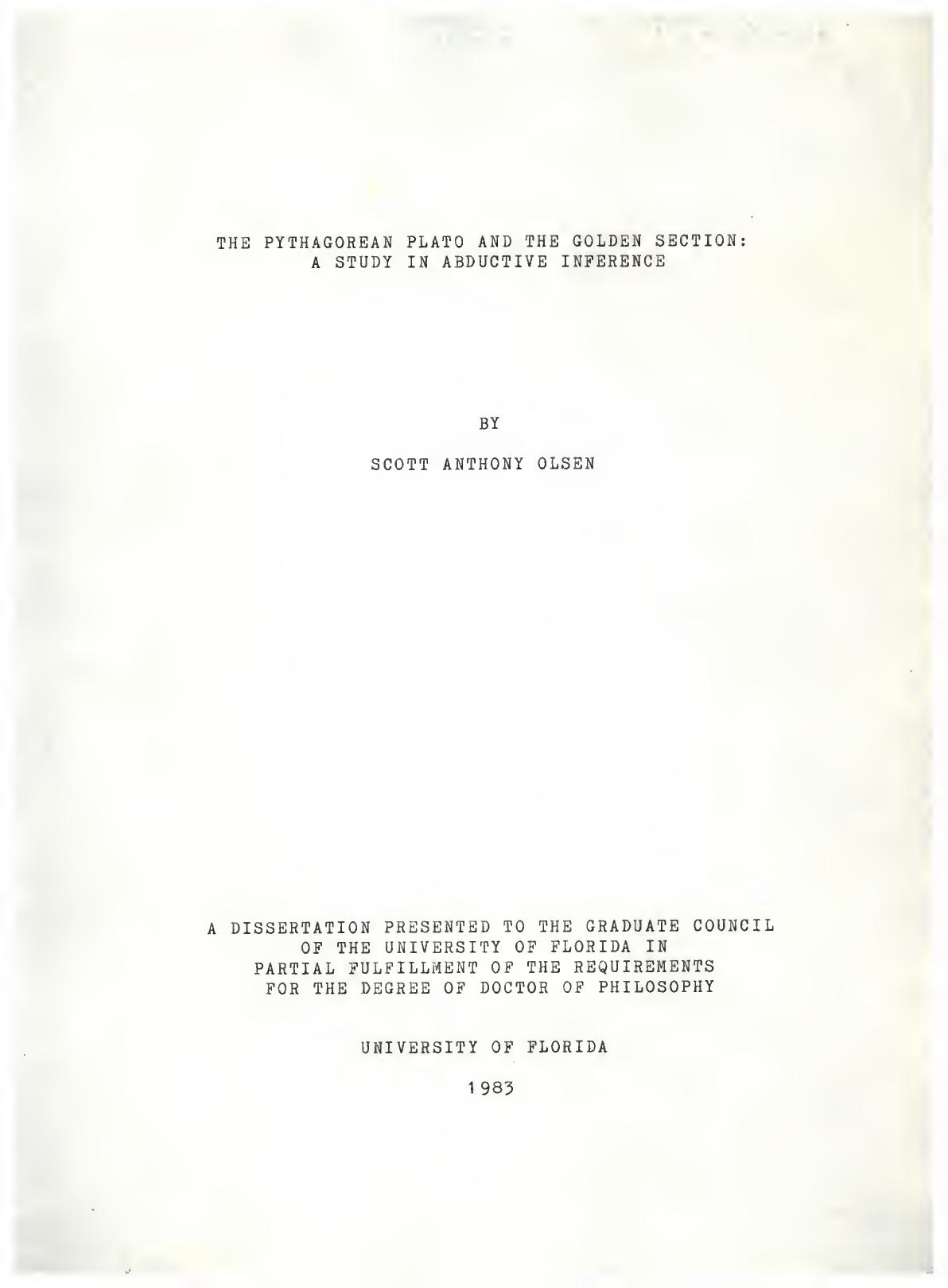 Pythagorean Plato and the Golden Section - A Study in Abductive Inference