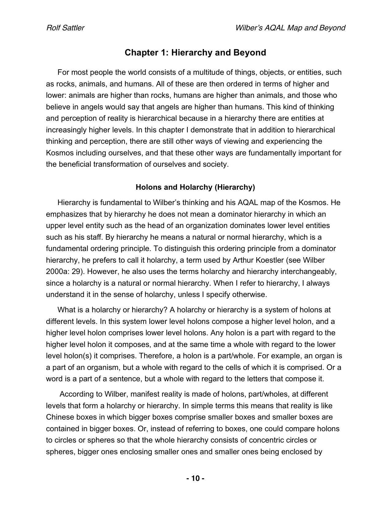 Wilber’s AQAL Map and Beyond - Summary