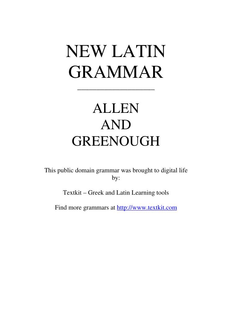 New Latin Grammar