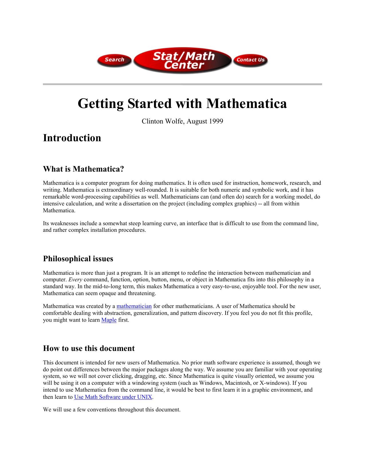 Getting Started with Mathematica®