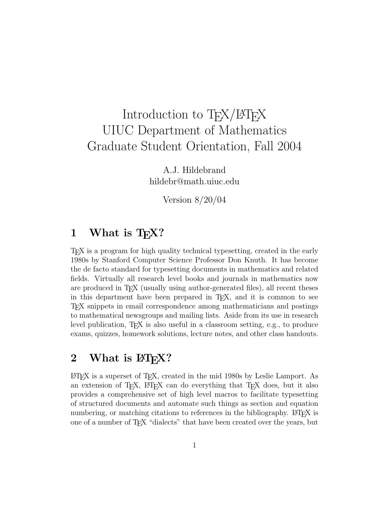 Introduction to TeX/LaTeX