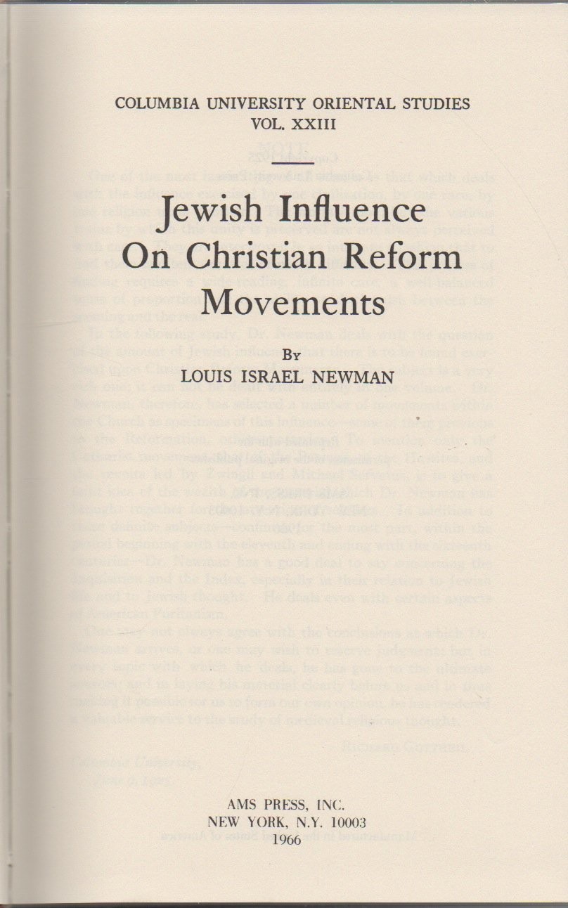 Jewish Influence on Christian Reform Movements