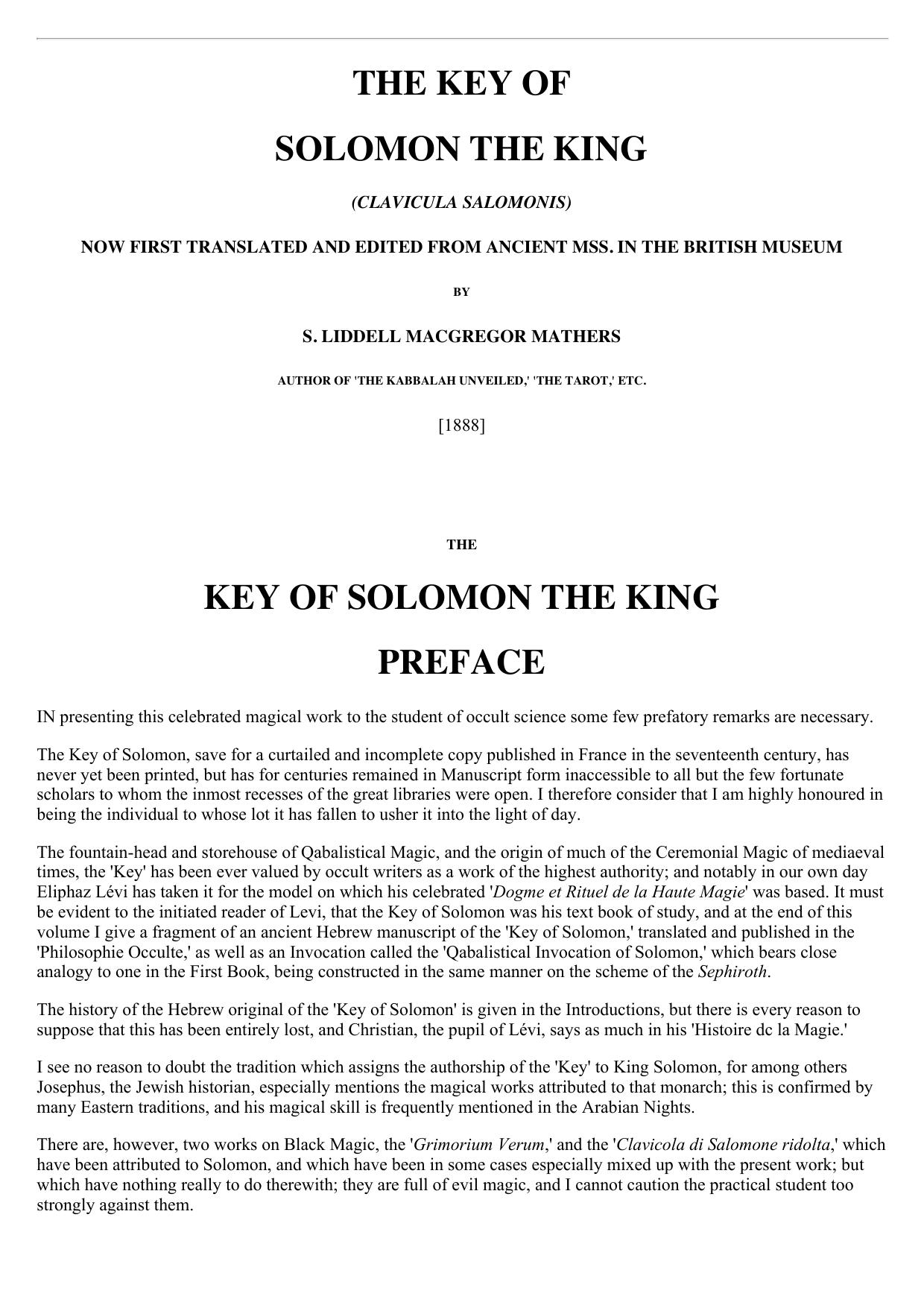 Key of Solomon Introduction