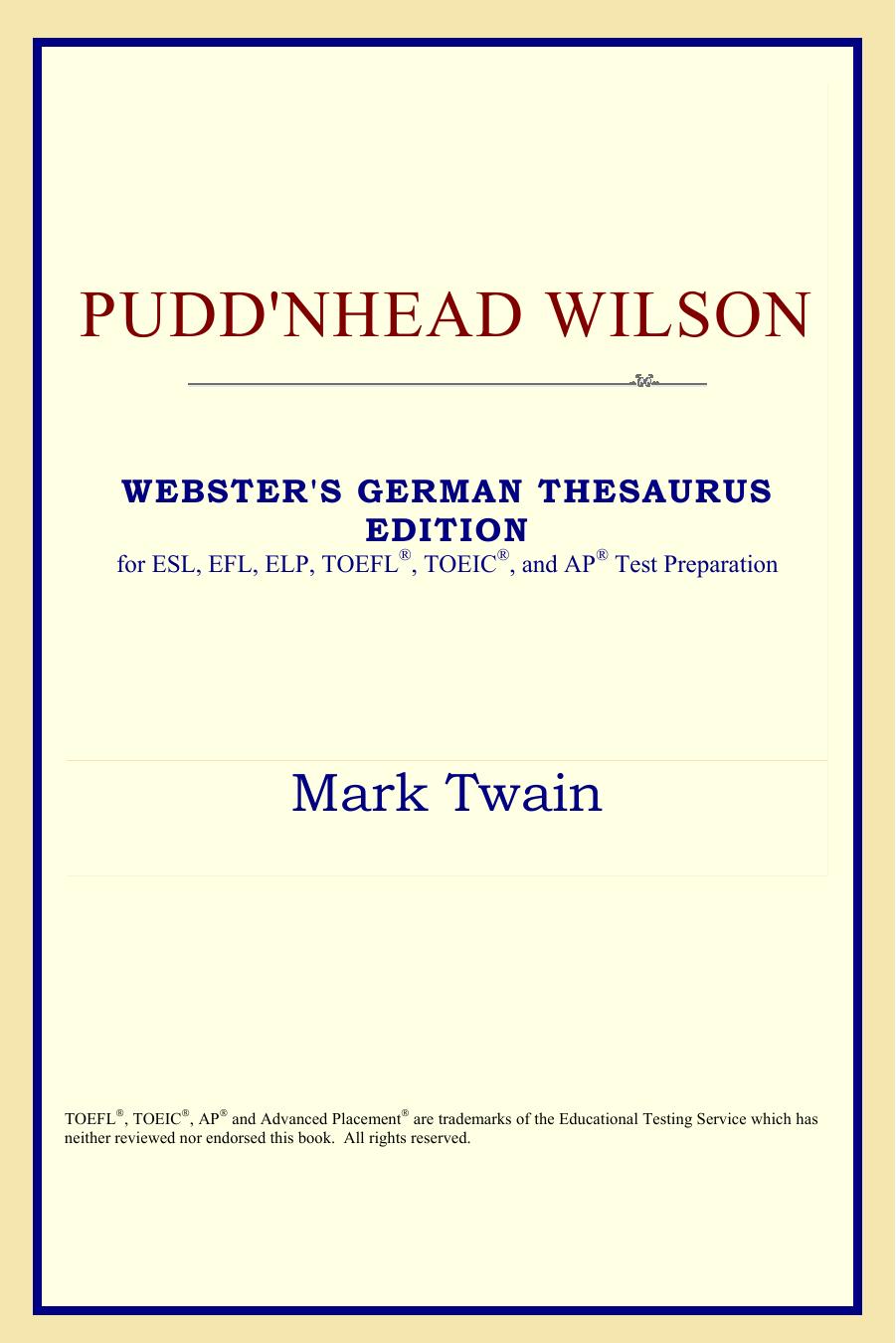 Puddnhead Wilson (Websters German Thesaurus Edition)