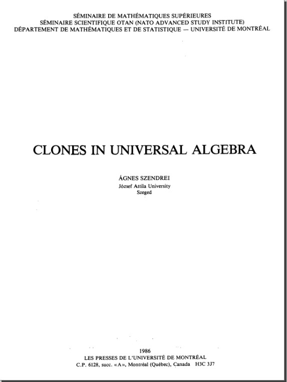 Clones in universal algebra