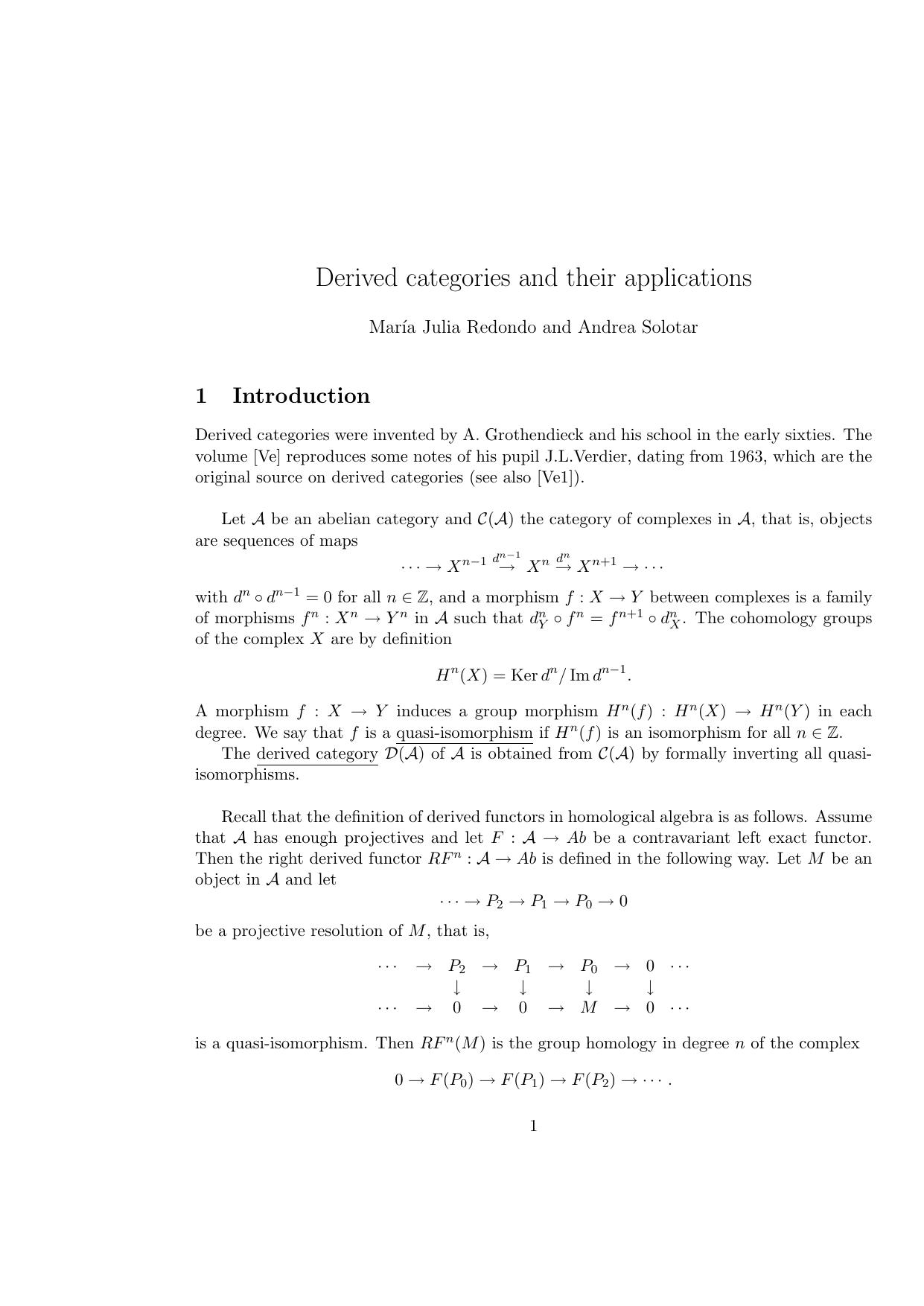 Derived categories and their applications - Essay