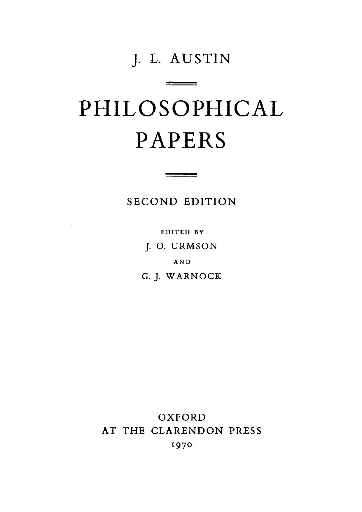 Philosophical Papers - 2nd. Ed.