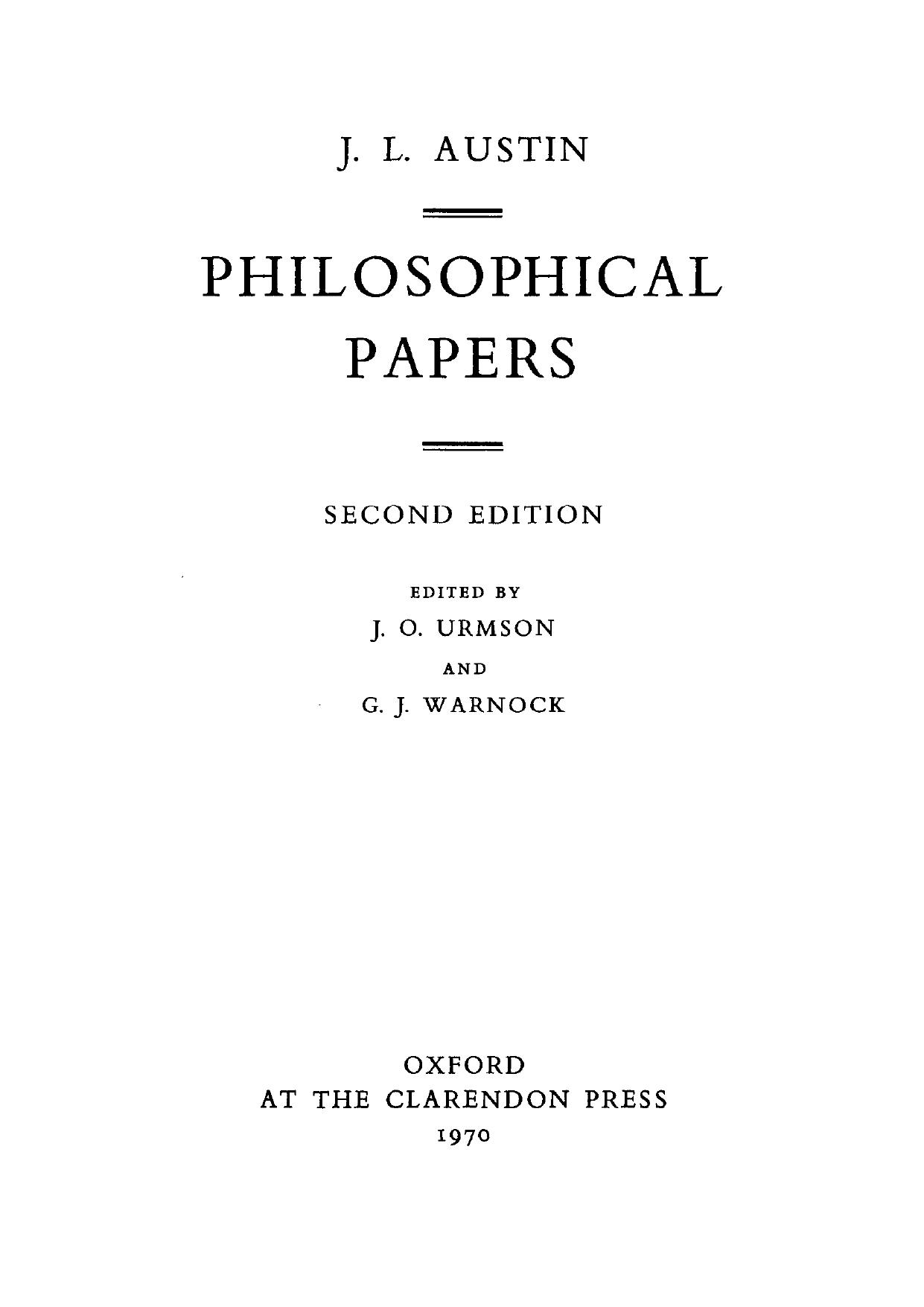 Philosophical Papers - 2nd. Ed.