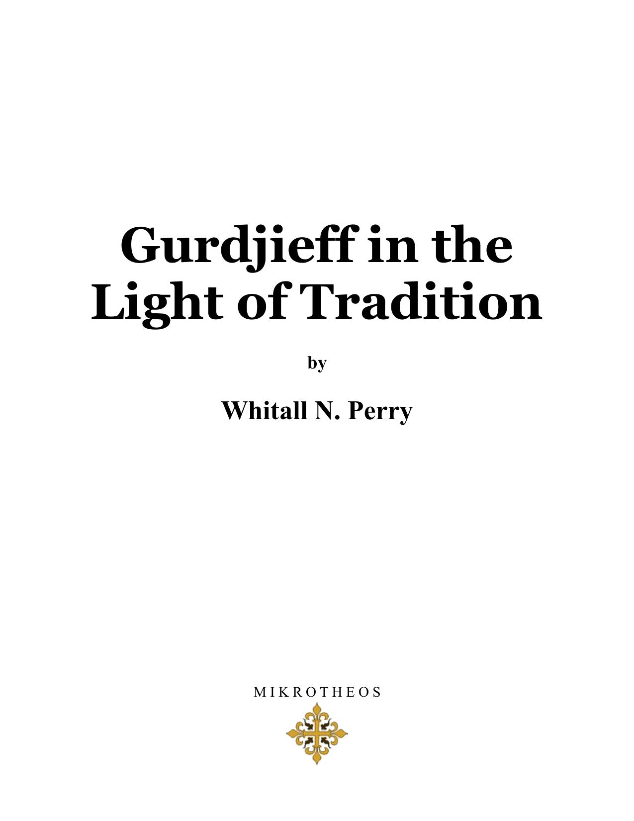 Gurdjieff in the Light of Tradition