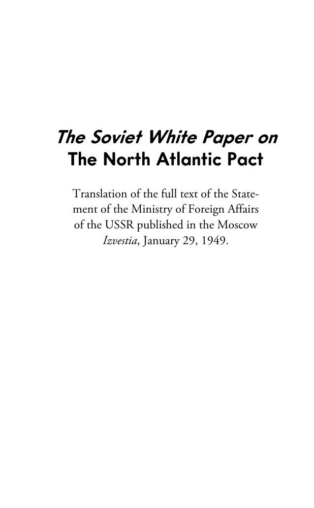 The Soviet White Paper on the North Atlantic Pact (Ministry of Foreign Affairs of the USSR)