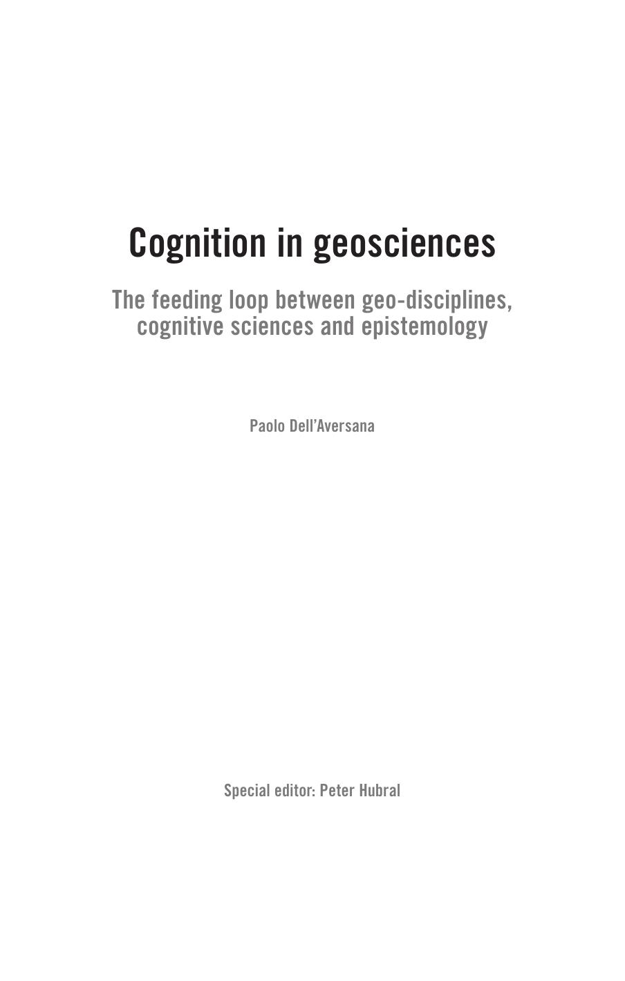 Cognition in Geosciences: The Feeding Loop Between Geo-Disciplines, Cognitive Sciences and Epistemology