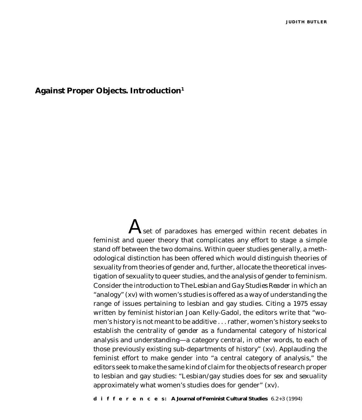 Against Proper Objects. Introduction