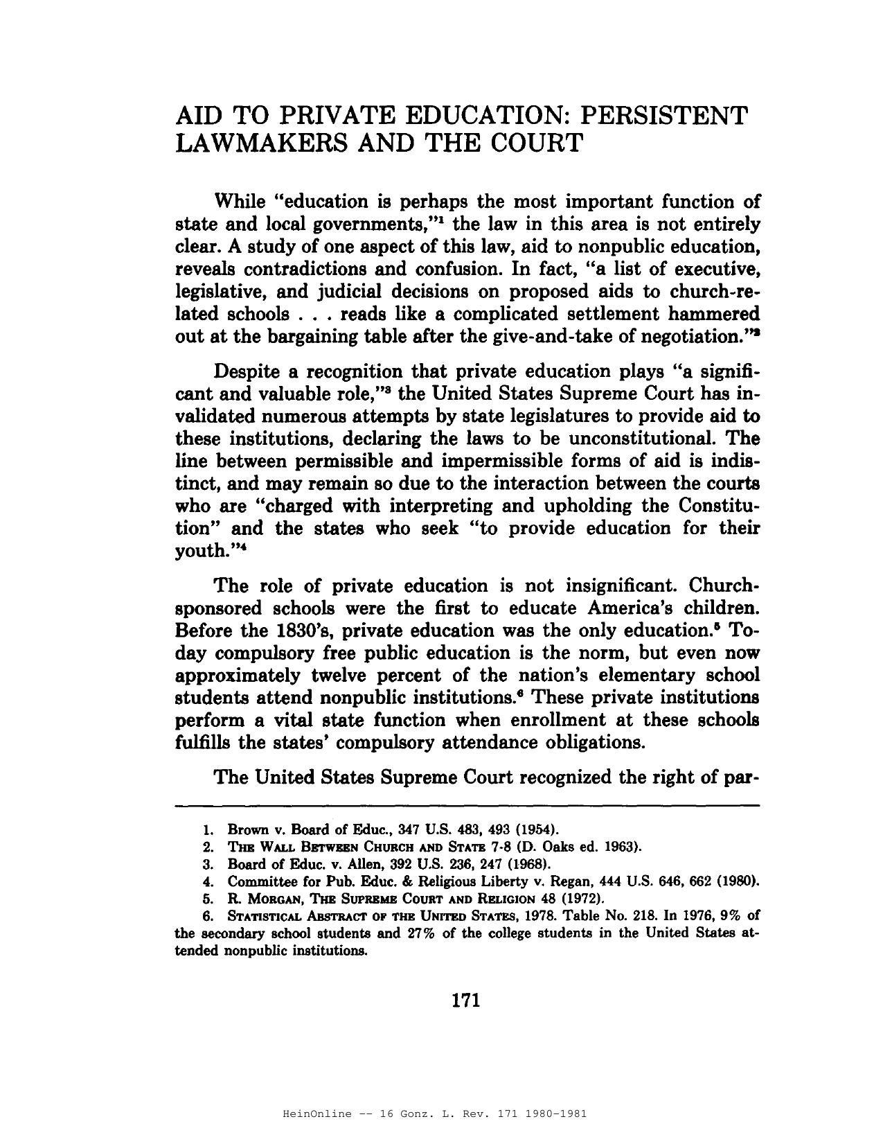 Aid To Private Education