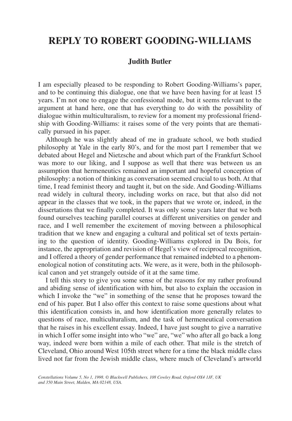 Reply to Robert Gooding-Williams [Essay]