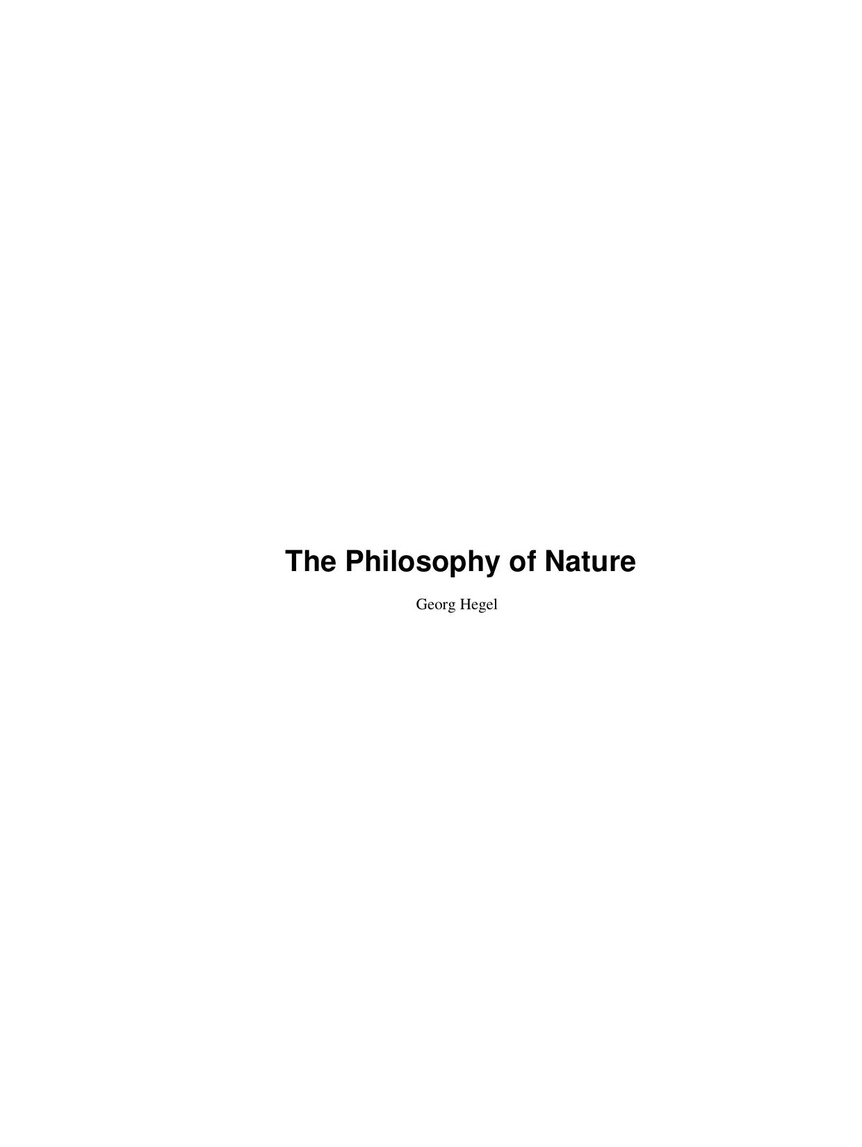 The Philosophy of Nature - Paper
