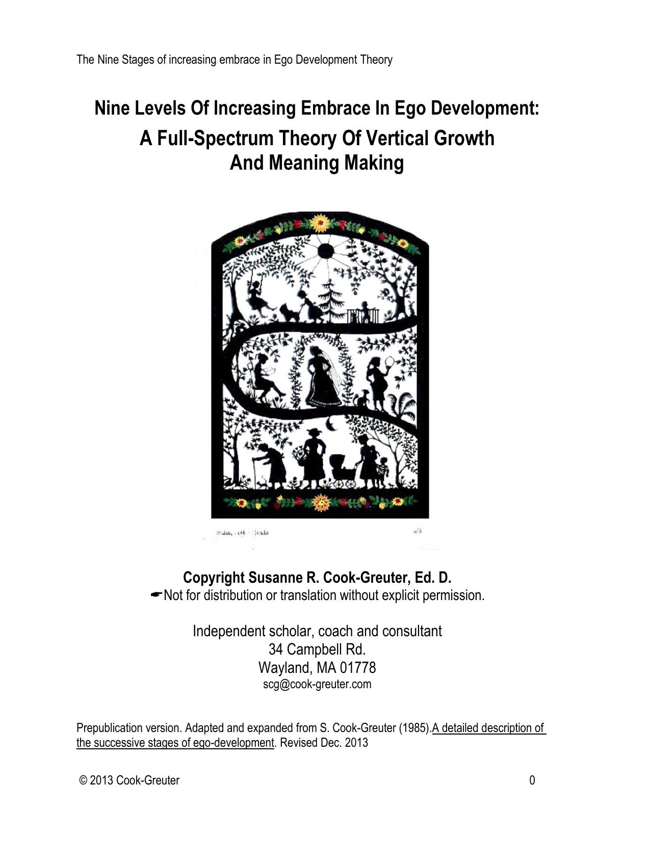 Nine Levels of Increasing Embrace in Ego Development: A Full-Spectrum Theory of Vertical Growth and Meaning Making