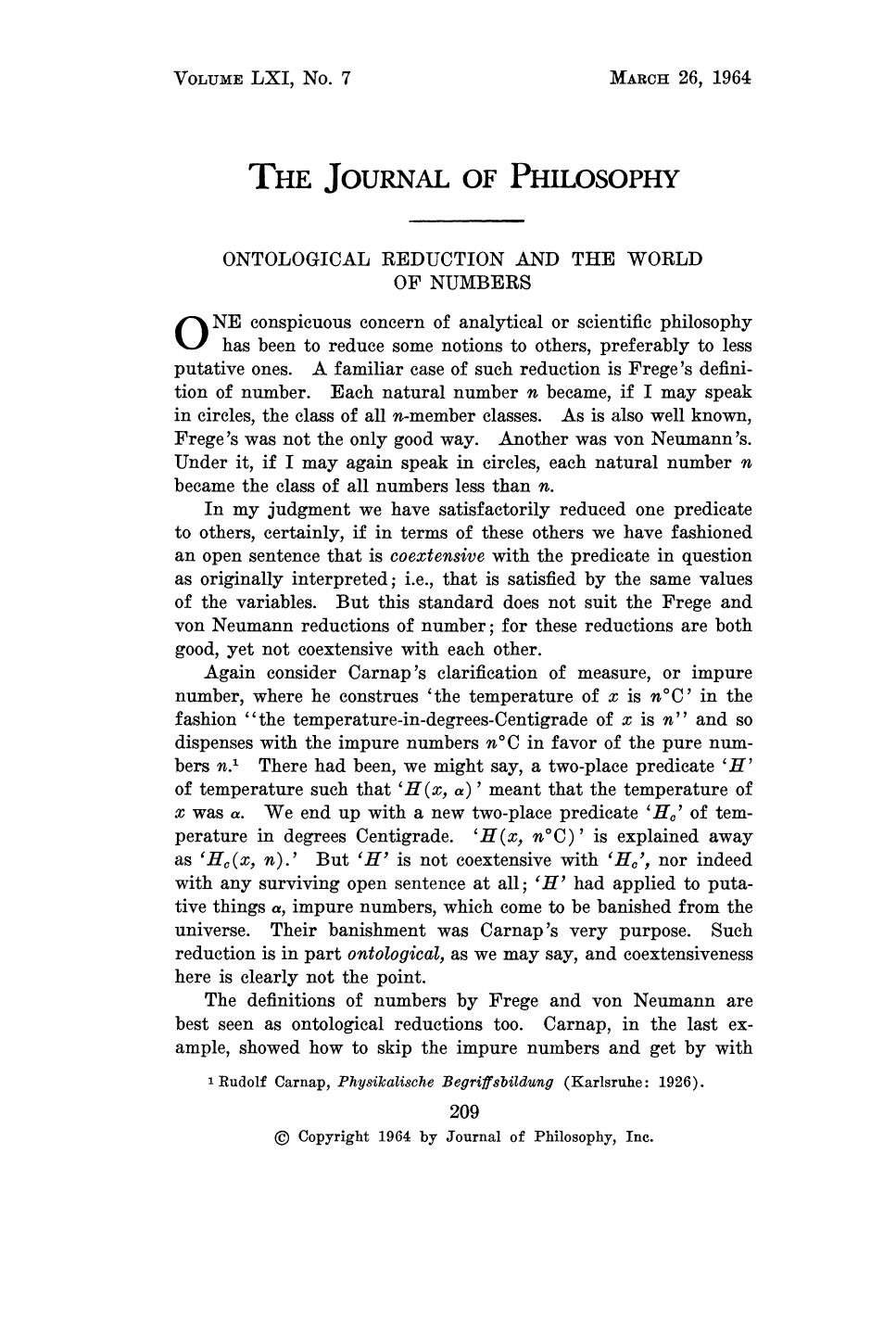 Ontological reduction and the World of Numbers - Article