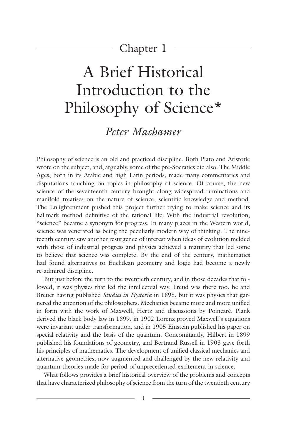 A Brief Historical Introduction to the Philosophy of Science - Chapter 1
