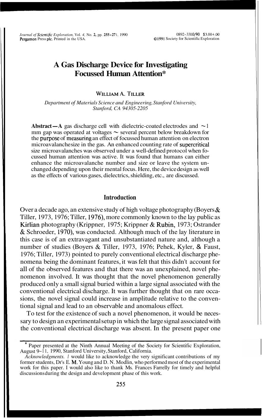 A Gas Discharge Device for Investigating Focussed Human Attention - Article