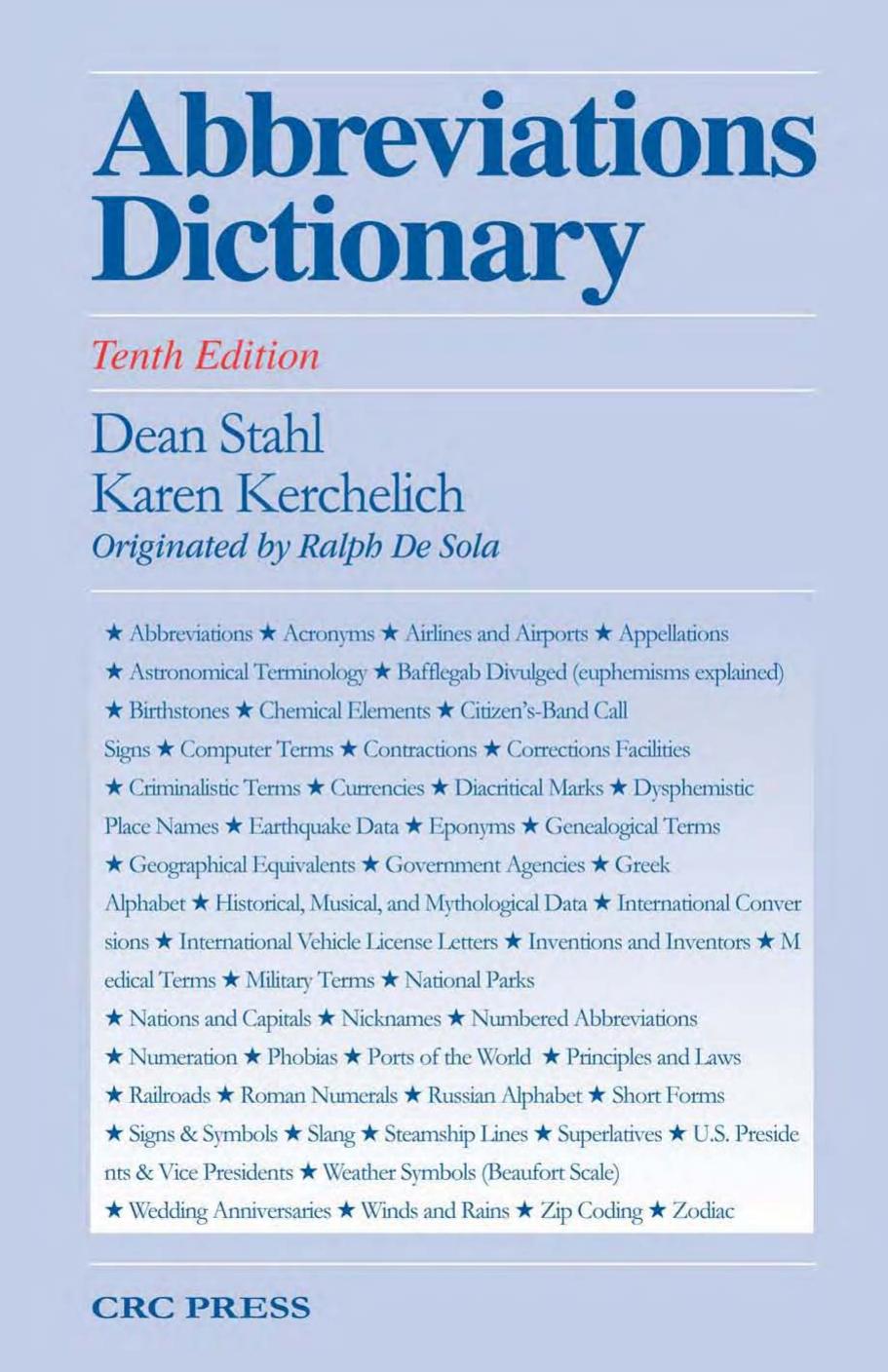 Abbreviations Dictionary, Tenth Edition