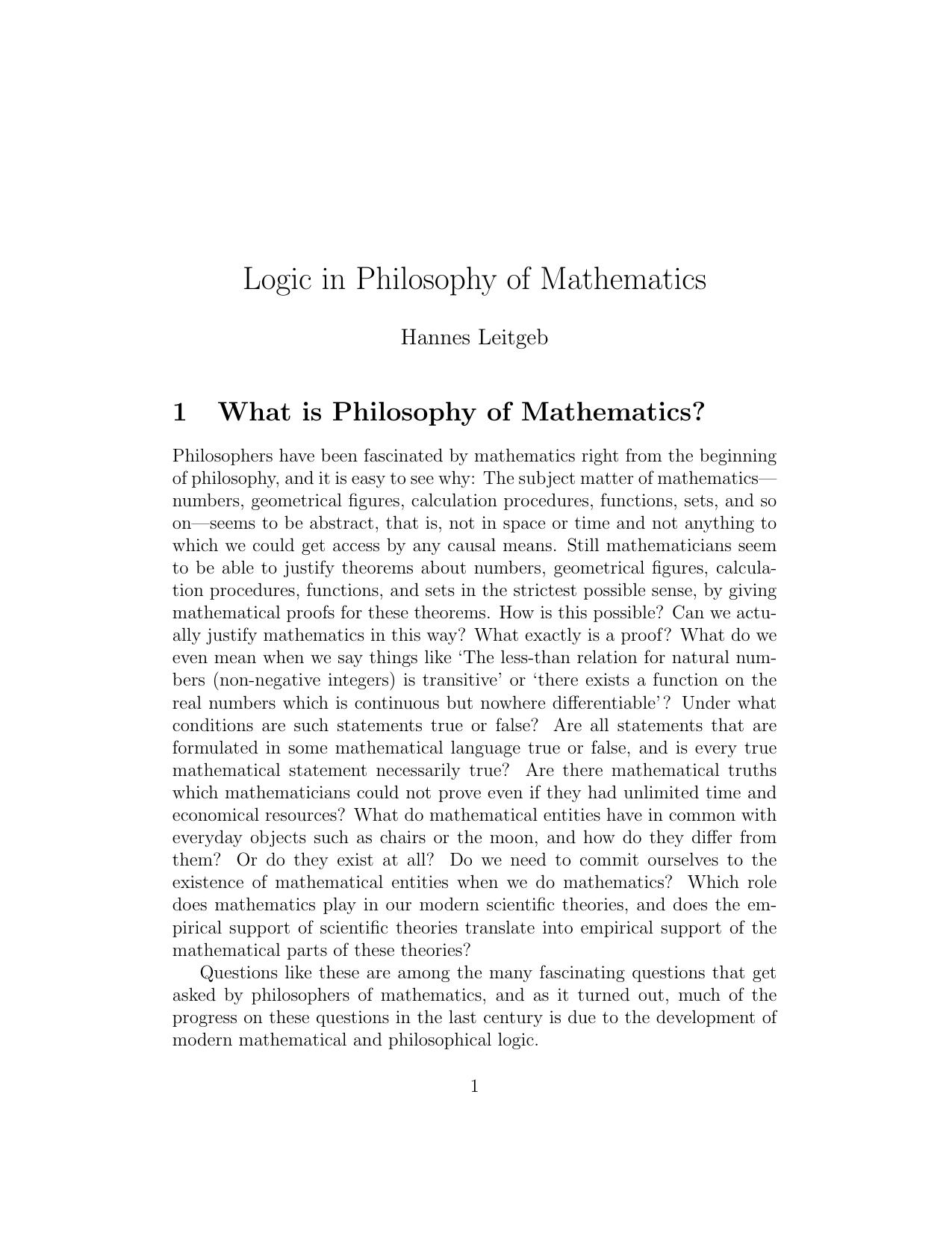 Logic and Philosophy of Mathematics - Paper