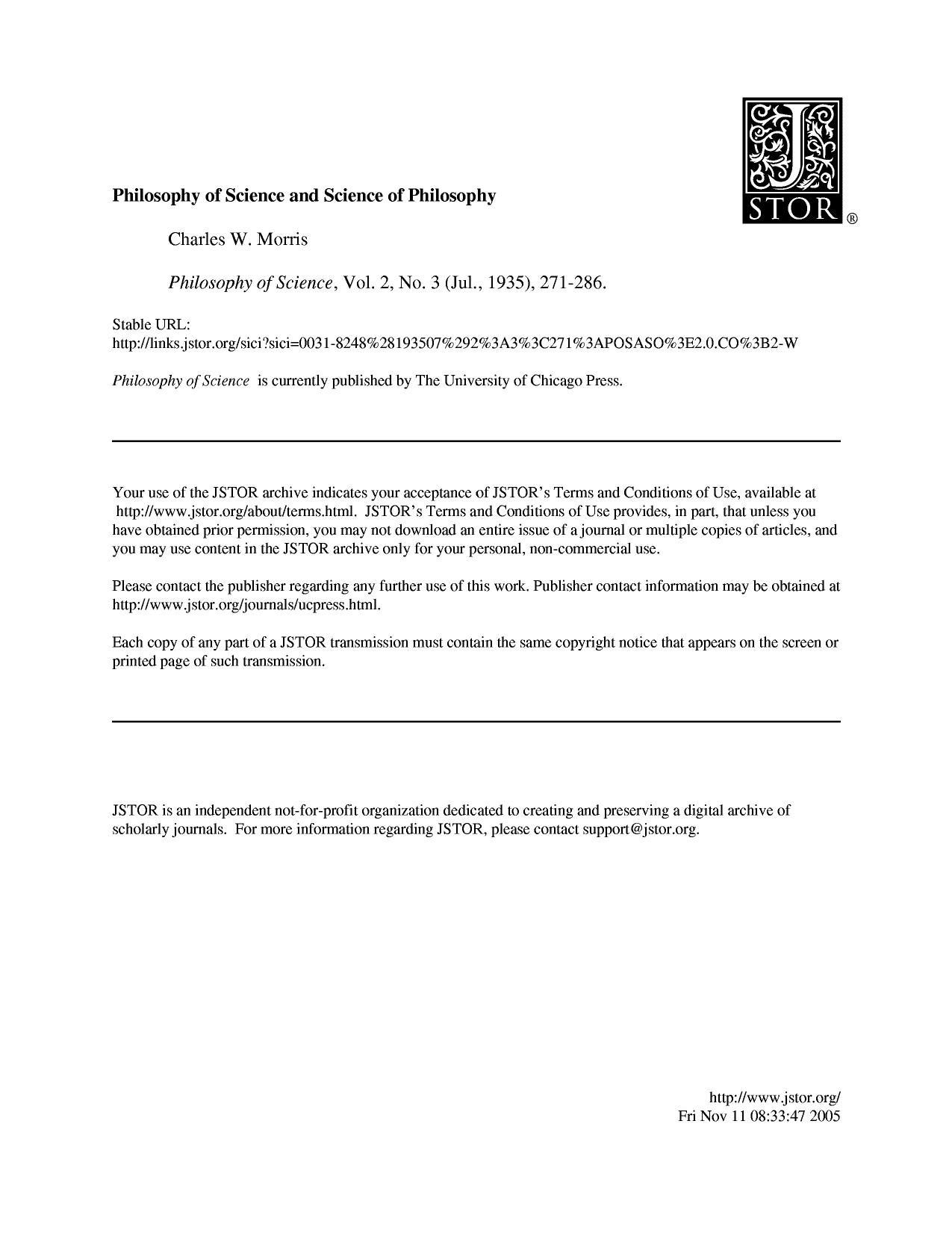 Philosophy of Science and Science of Philosophy - Paper