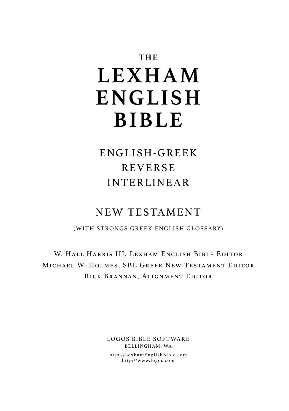 The Lexham English Bible (Interlinear)