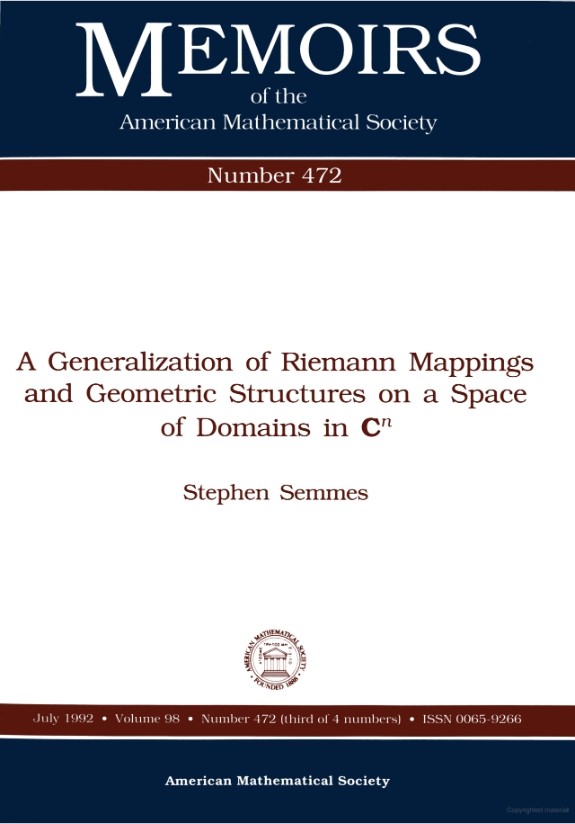 A Generalization of Riemann Mappings and Geometric Structures on a Space of Domains in C$^n$