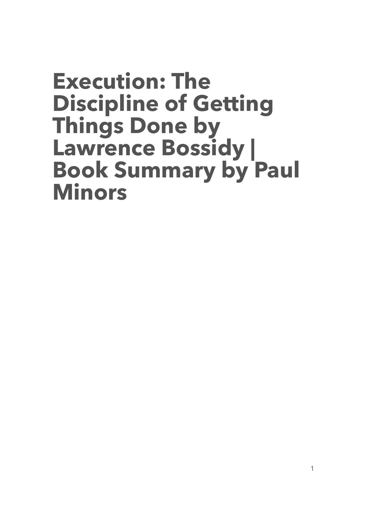 Execution: The Discipline of Getting Things Done (Lawrence Bossidy) Book Summary