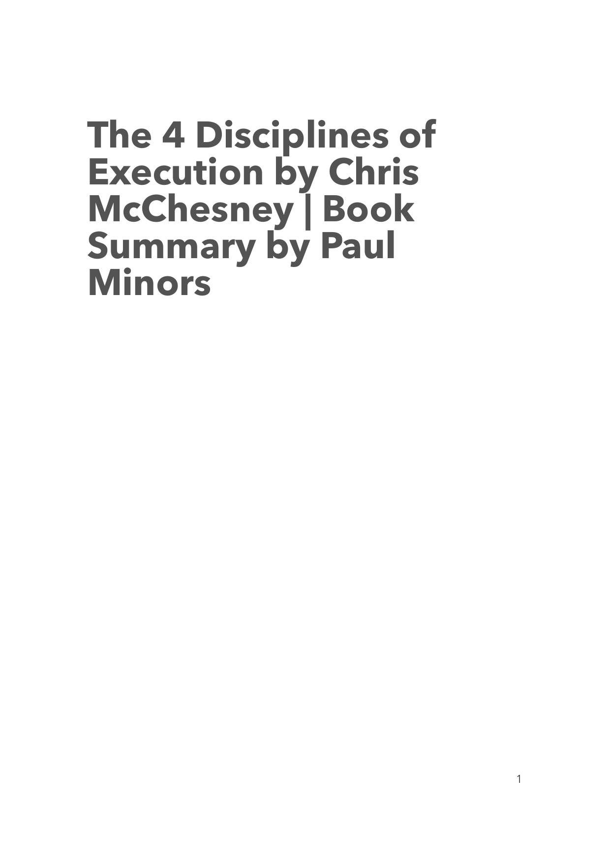 The 4 Disciplines of Execution by Chris McChesney Book Summary