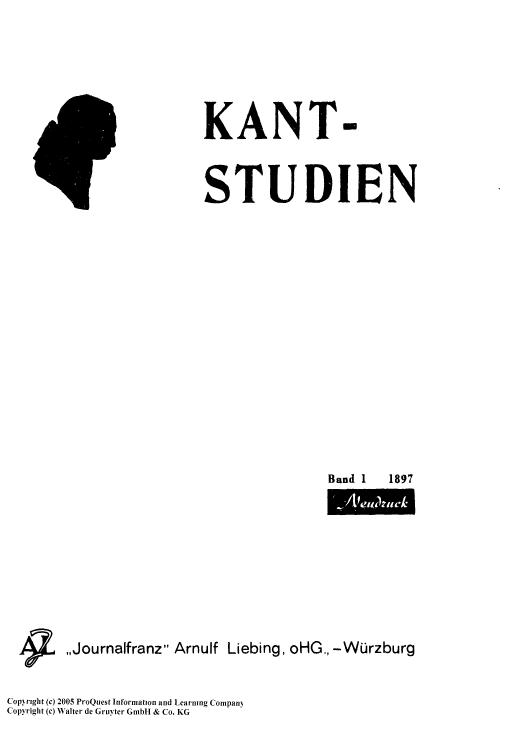 Kant-Studien Philosophische Zeitschrift der Kant-Gesellschaft 1