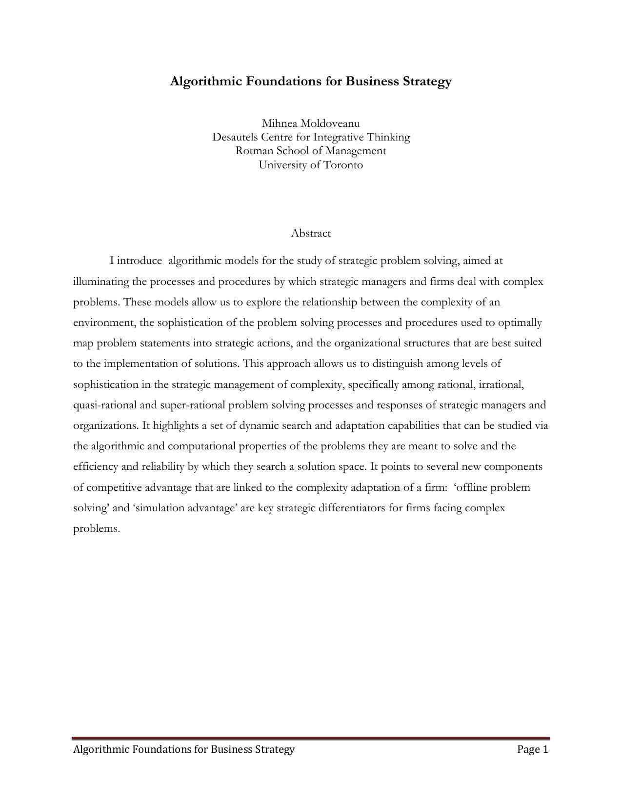 Algorithmic Foundations for Business Strategy (Paper)