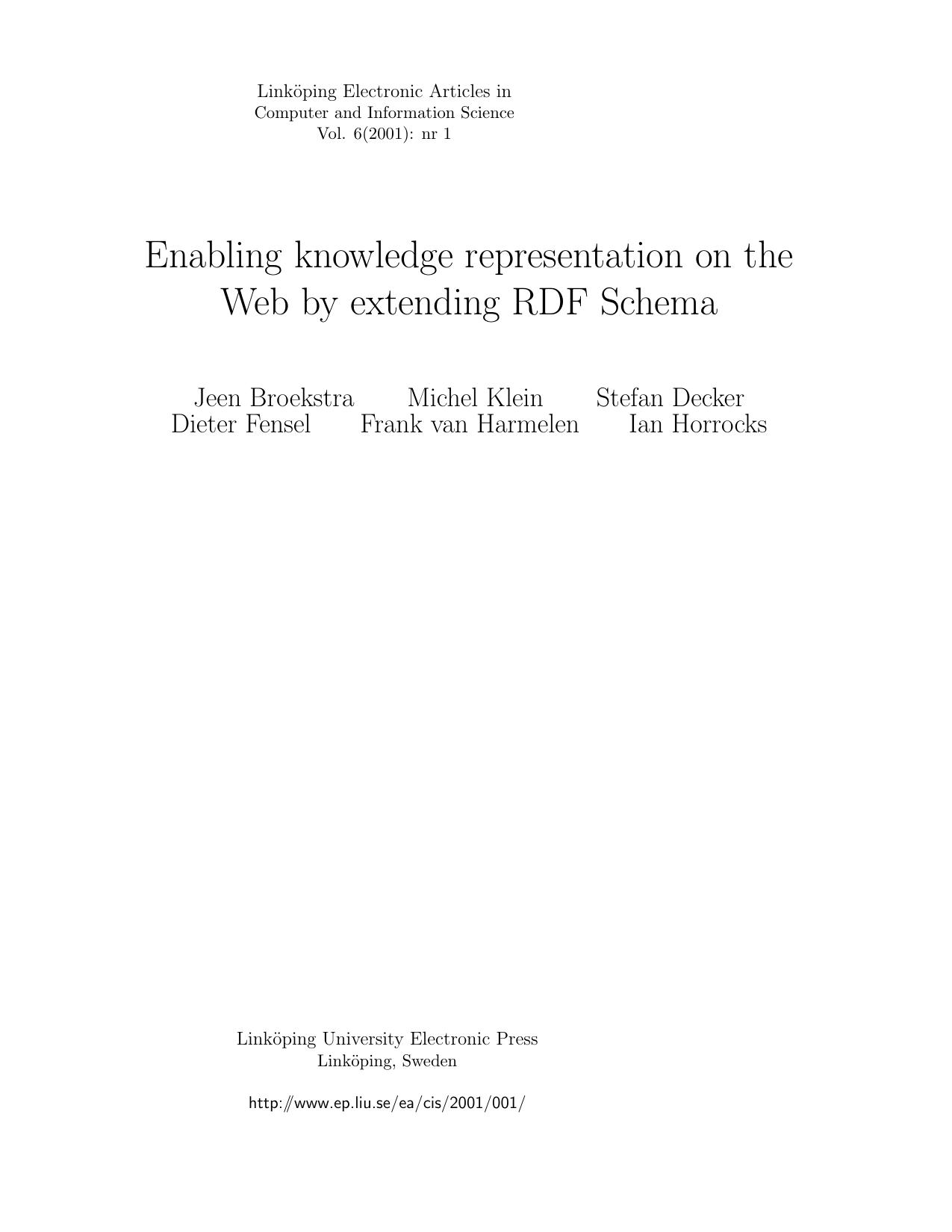 Enabling knowledge representation on the  Web by extending RDF Schema (Paper)