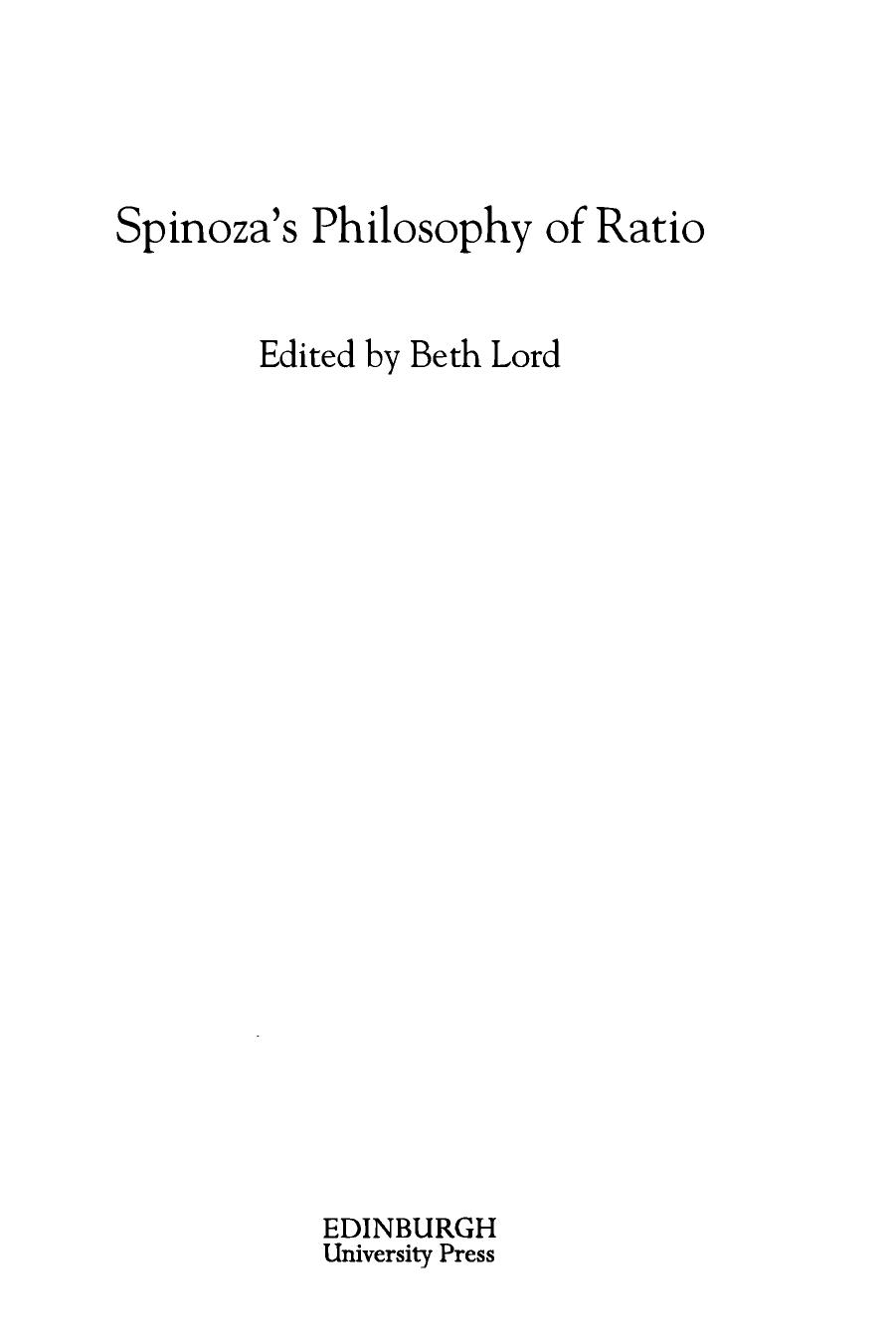 Spinoza's Philosophy of Ratio