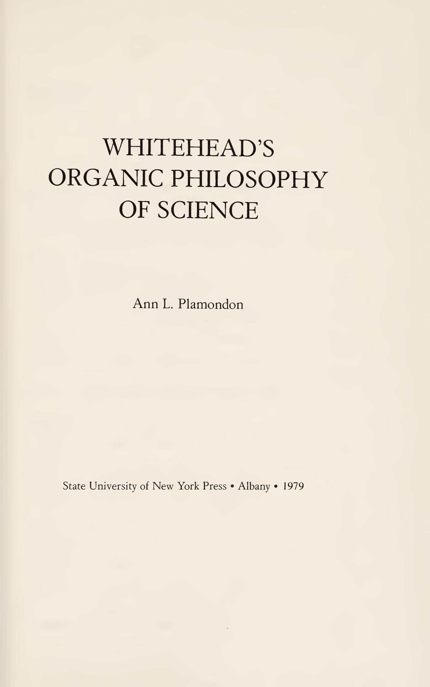 Whitehead's Organic Philosophy of Science
