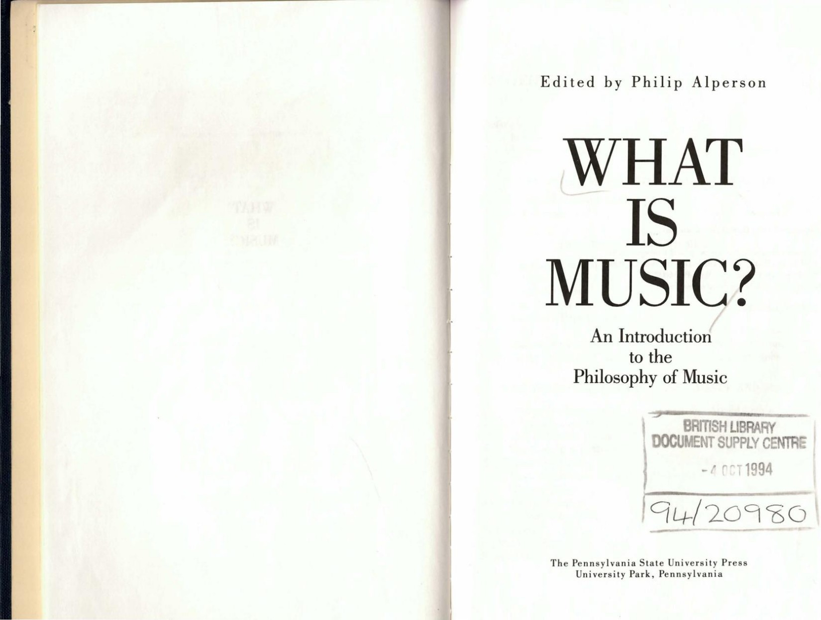 What Is Music?: An Introduction to the Philosophy of Music
