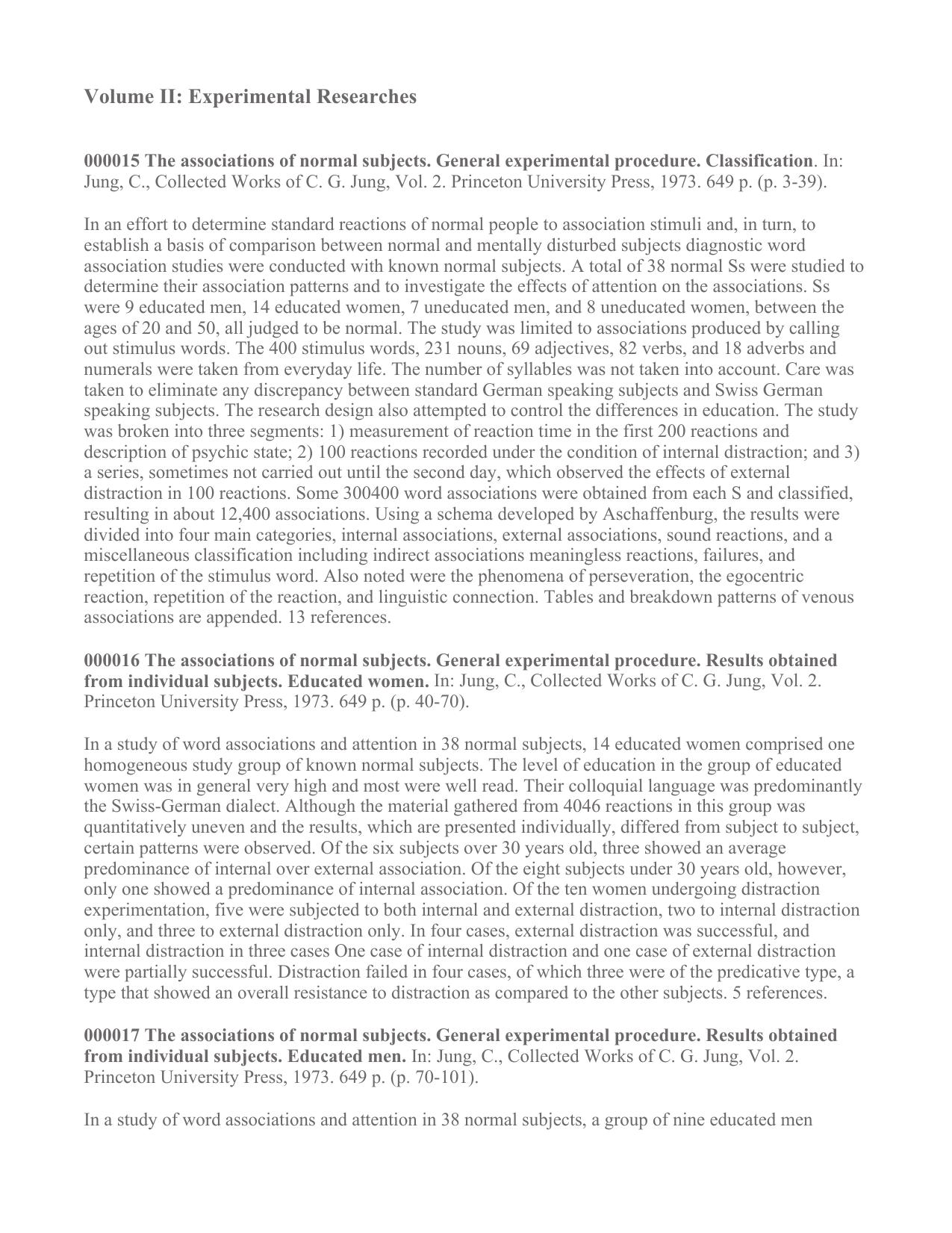 Volume 2: Experimental Researches