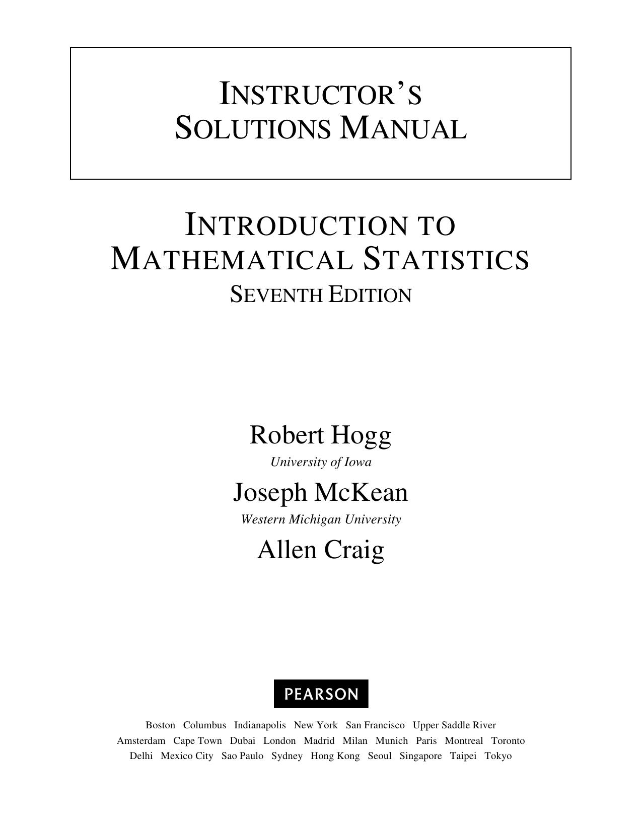 Introduction to Mathematical Statistics - Seventh Edition - Instructor’s Solutions Manual
