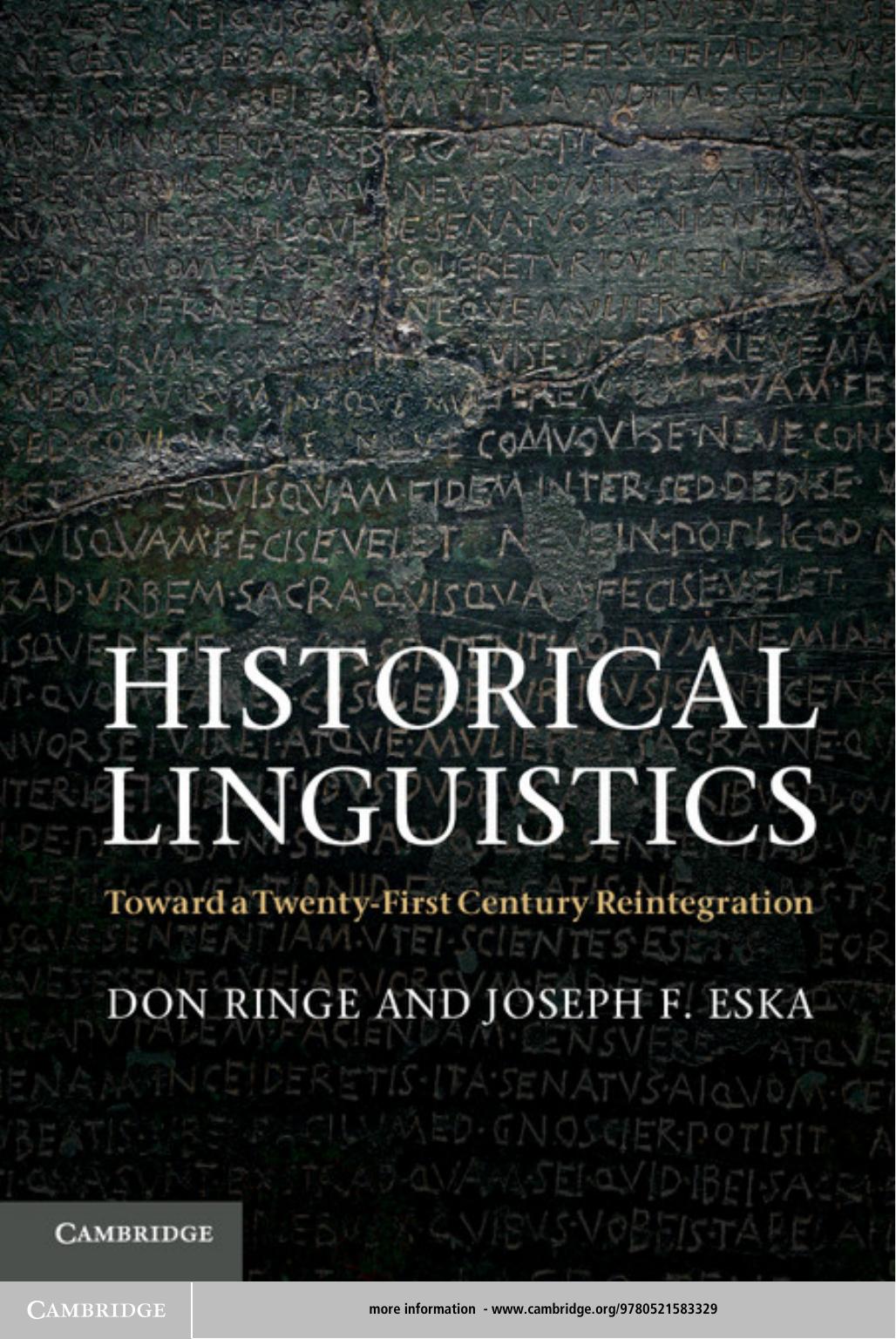 Historical Linguistics: Toward a Twenty-First Century Reintegration