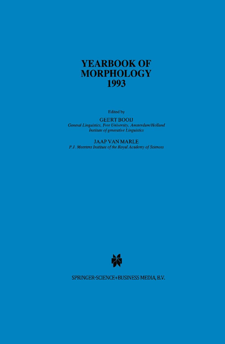 Yearbook of Morphology 1993