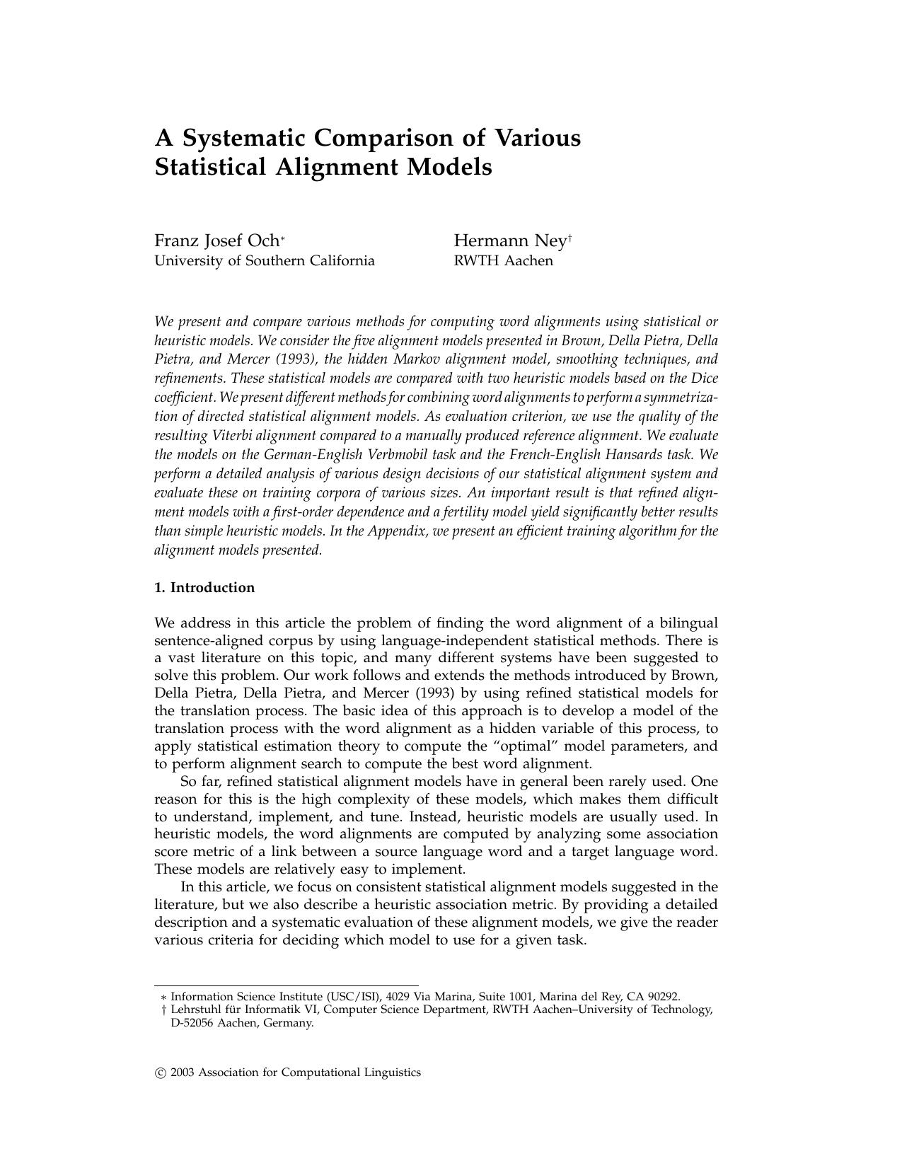 A Systematic Comparison of Various Statistical Alignment Models - Paper