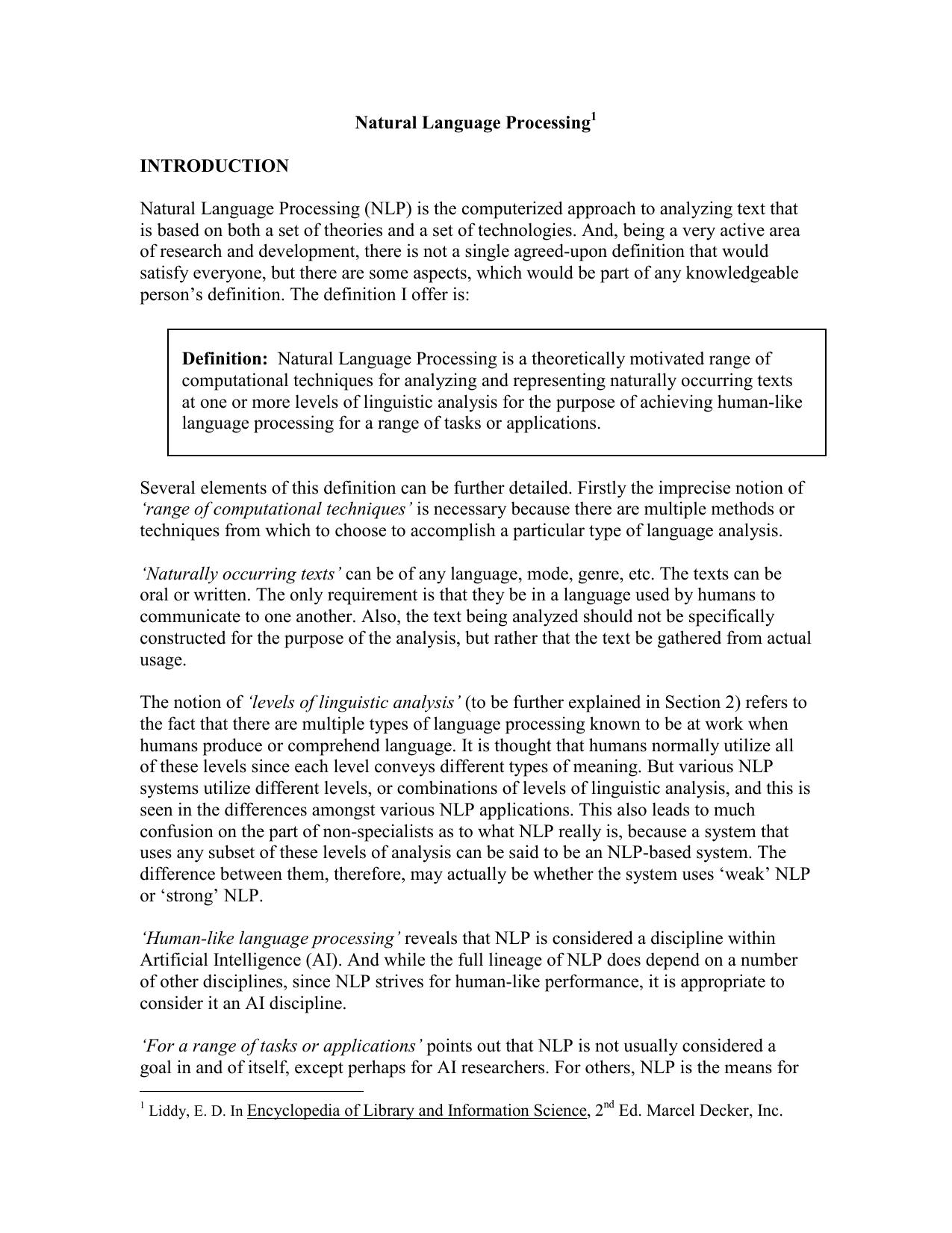 Natural Language Processing - Introduction