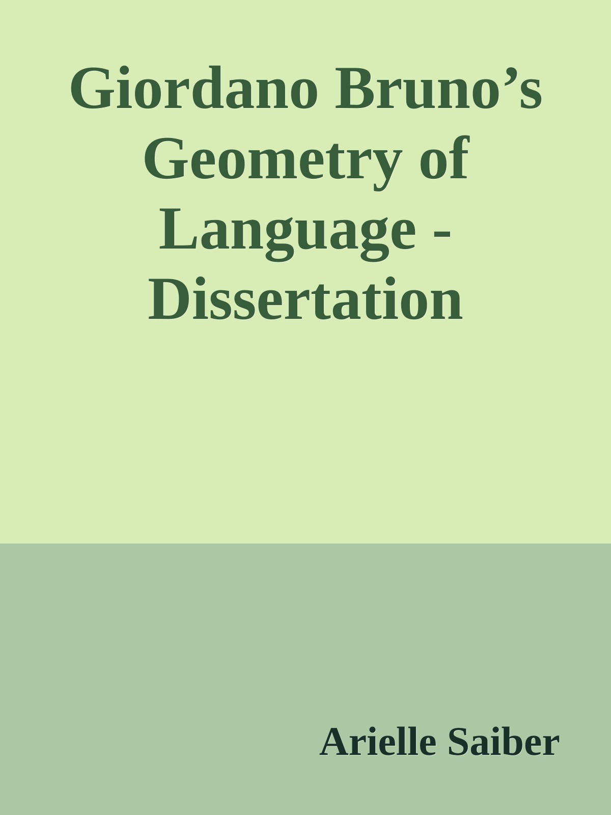 Giordano Bruno’s Geometry of Language - Dissertation