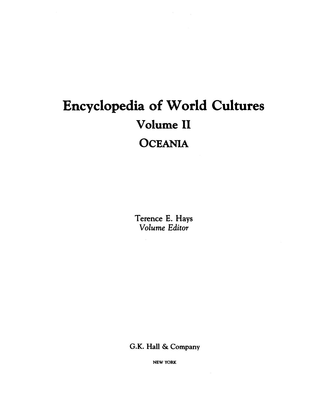 Encyclopedia of World Cultures: Oceania